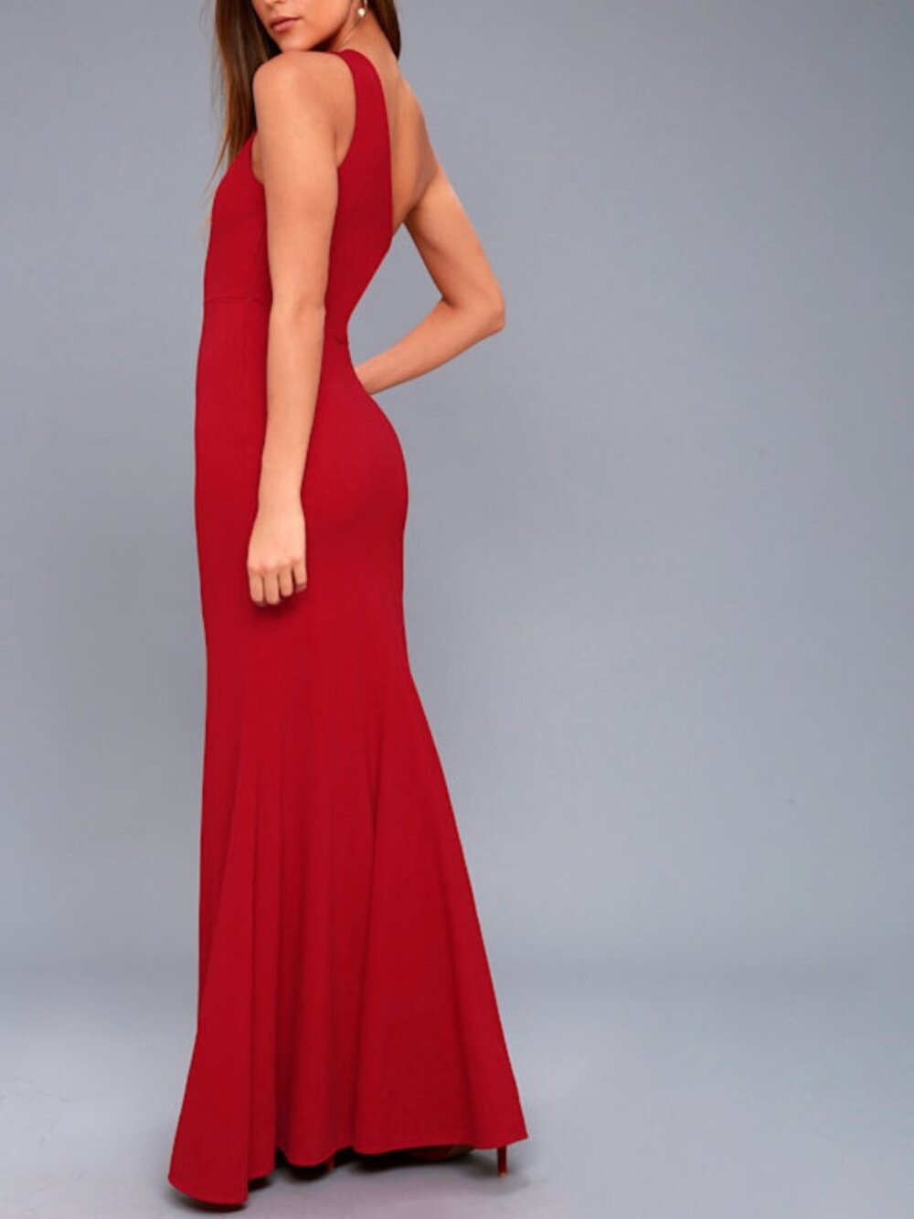 Lulus Brittany Wine Red One-shoulder Maxi Dress - Size Small